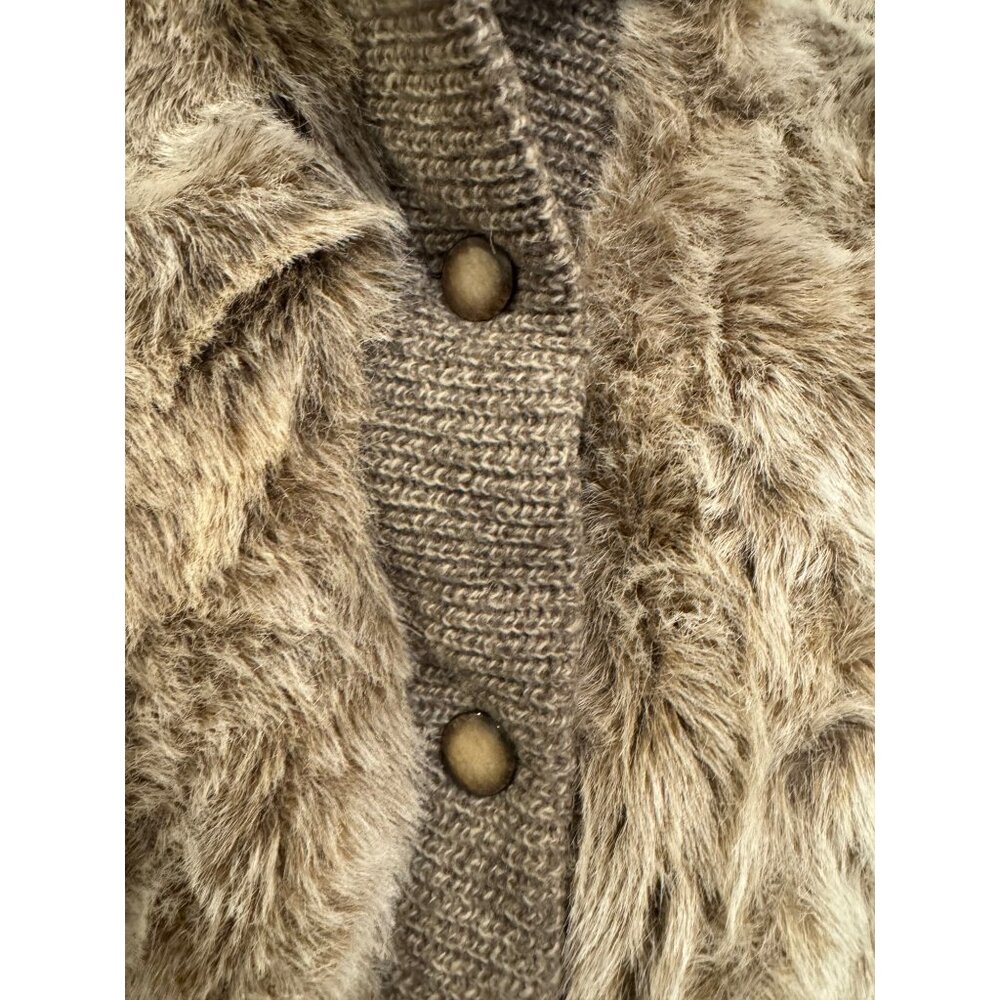 Vintage Monterey Fashions Faux Fur & Knit Womens Jacket Size 14 Tan Beige Made I - Picture 6 of 9